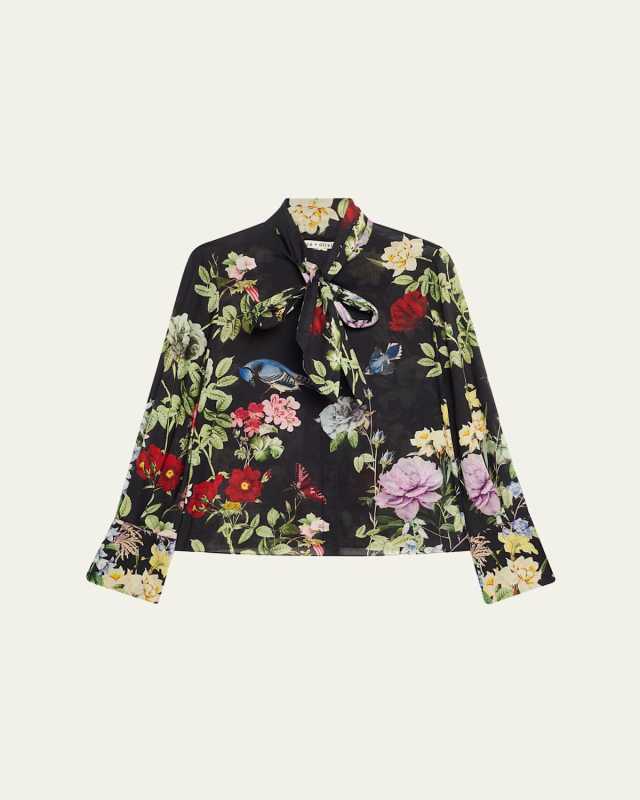 Lloyd Floral Slit-Sleeve Blous